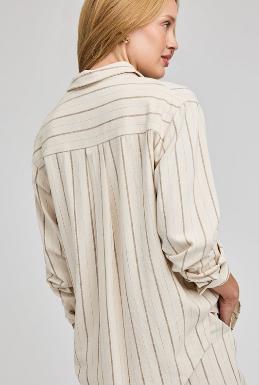 Gentle Fawn Portia Button Down Shirt - Linen Stripe