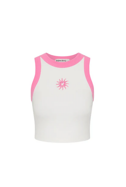Kulani Kinis Embroidered Crop Tank Top - Pink Skies