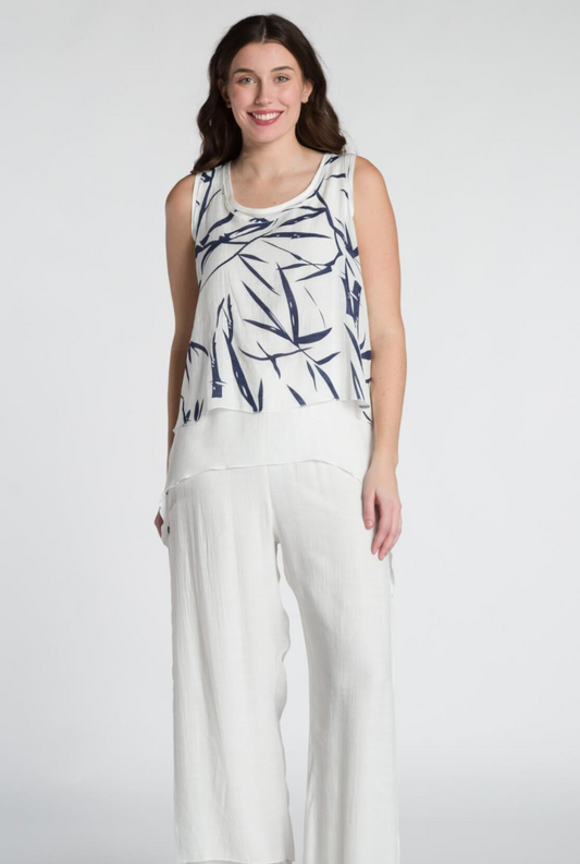 DKR & Co Printed Sleeveless Round Neck Layered Tunic Top