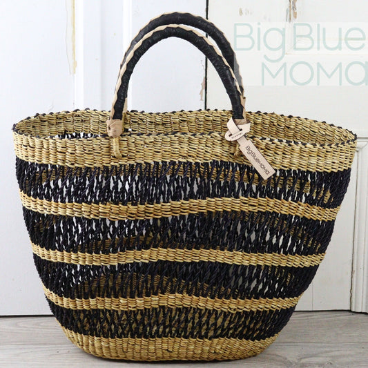 Big Blue Moma Bolga Basket - Special Net - Medium: Natural & Black