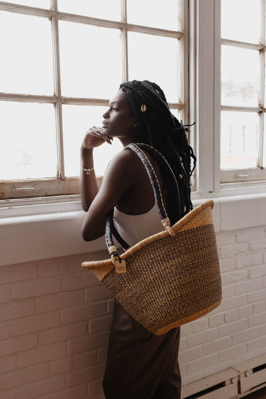 Big Blue Moma Shoulder Shopper - Natural Palette