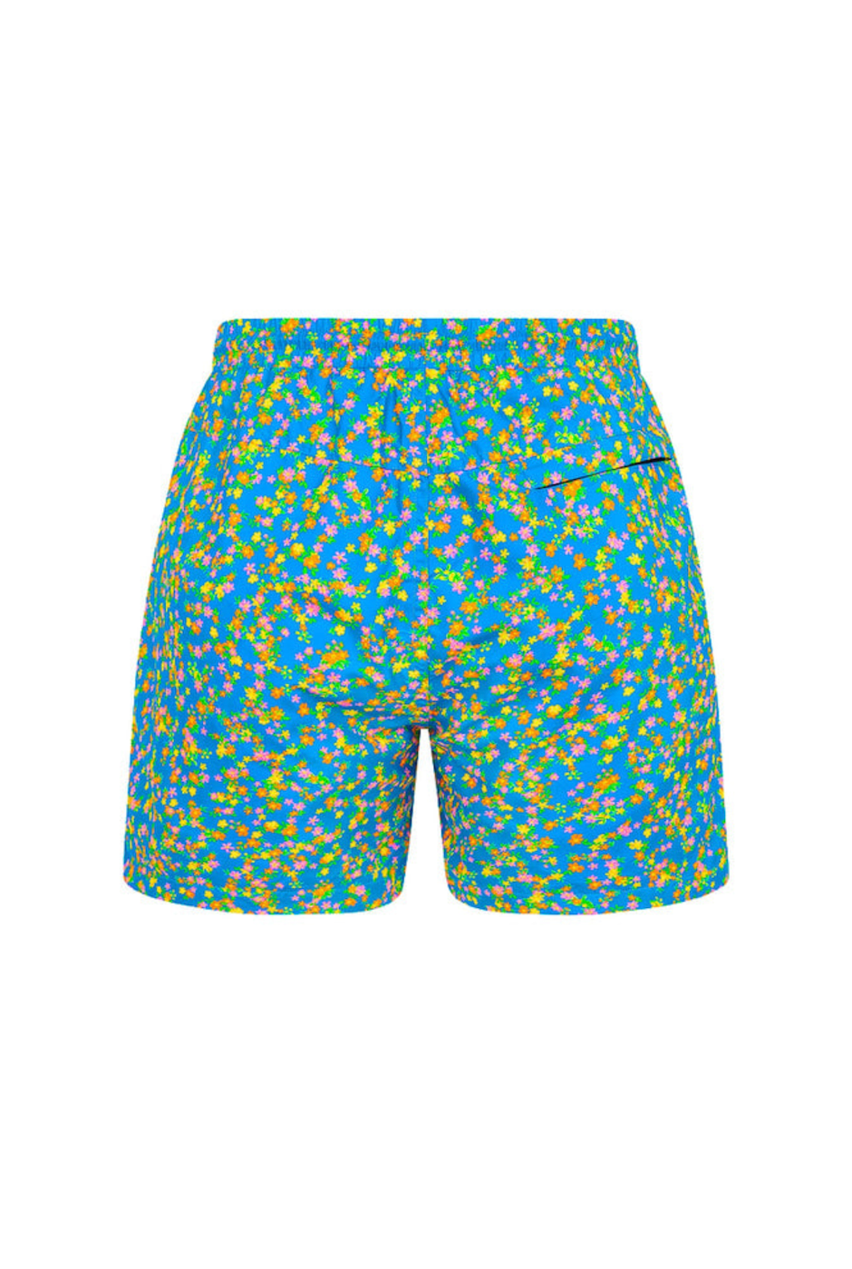 Back view of Kulani Kinis men’s swim trunks in La Belle print with pocket