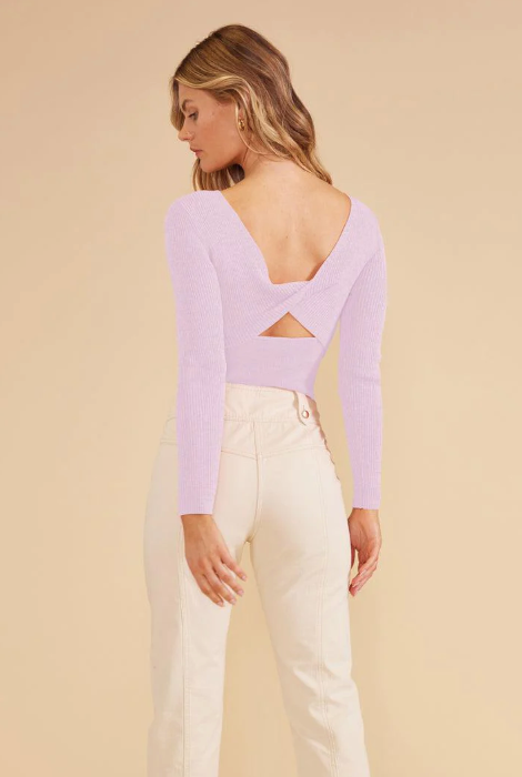 MINKPINK FRESCO TWIST BACK TOP LAVENDER