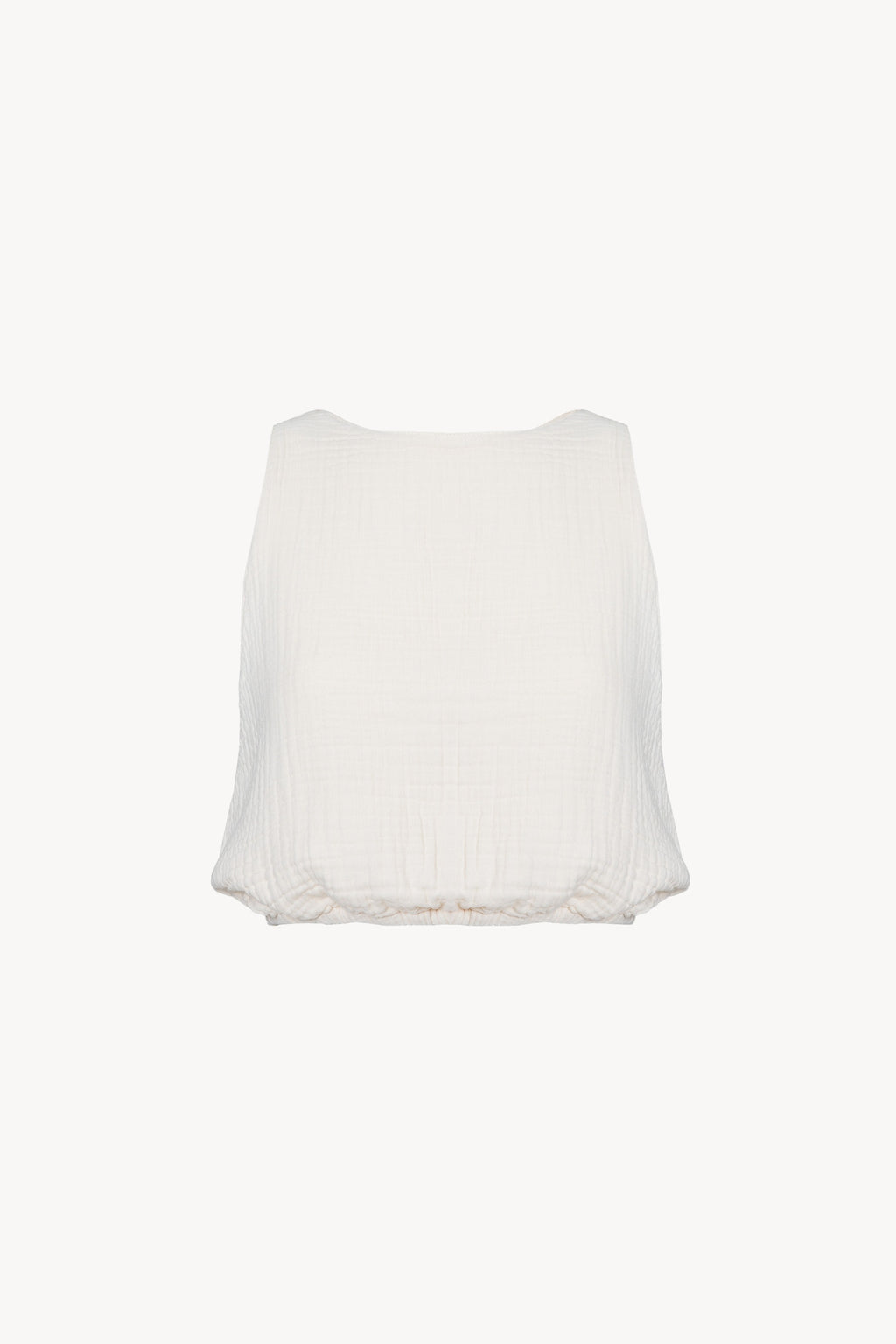 Pokoloko Crinkle Keyhole Tank Top in Cream