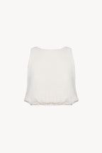 Pokoloko Crinkle Keyhole Tank Top in Cream
