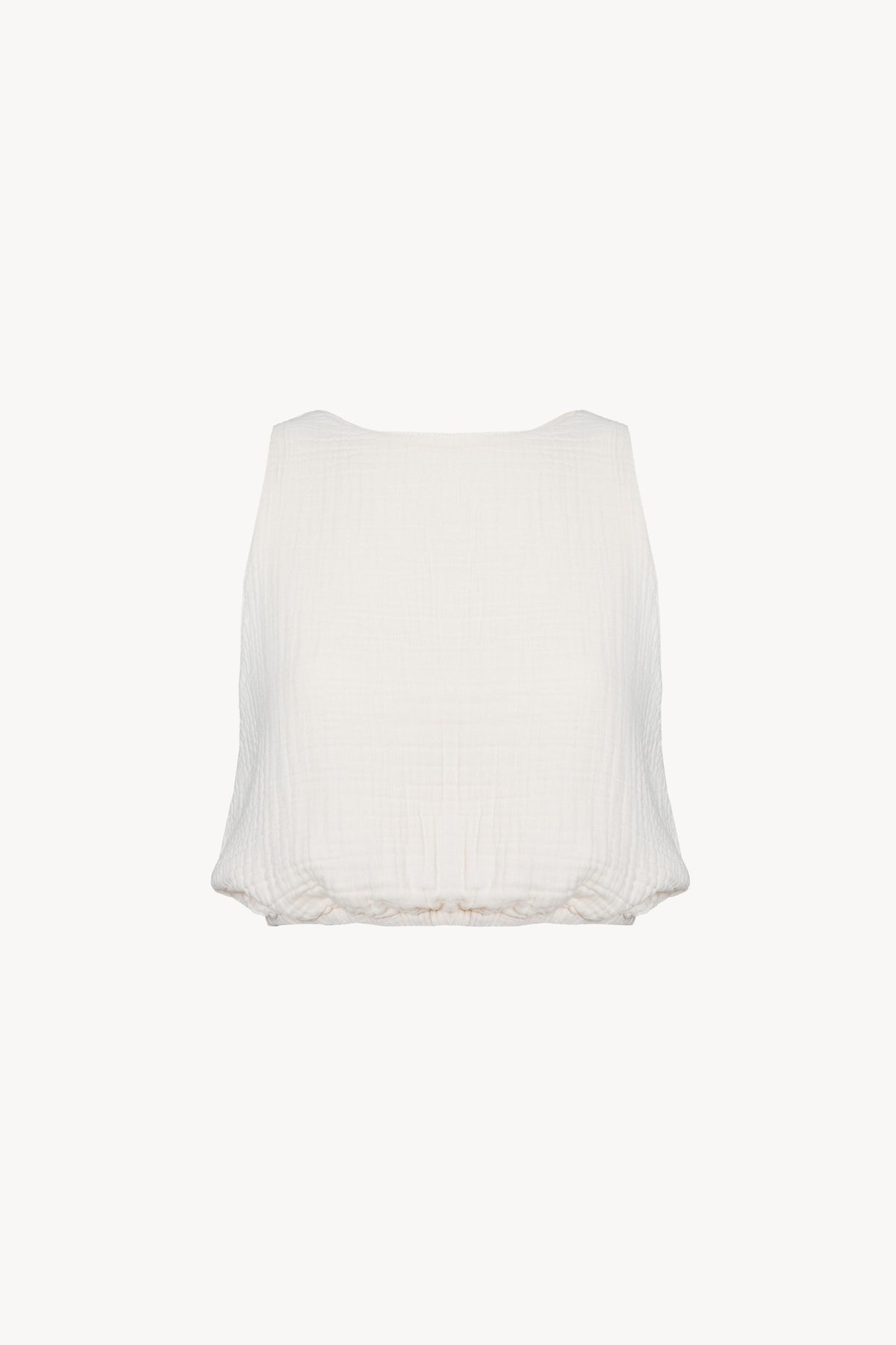 Pokoloko Crinkle Keyhole Tank Top in Cream