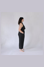 Pokoloko Crinkle Keyhole Tank Top in Black