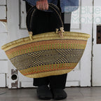 Big Blue Moma Bolga Basket - Bolga Basket - Large Special Shopper - Traditional Palette