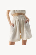Pokoloko Crinkle Relaxed Shorts in Cream
