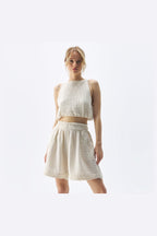 Pokoloko Crinkle Relaxed Shorts in Cream
