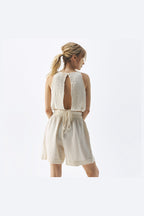 Pokoloko Crinkle Relaxed Shorts in Cream