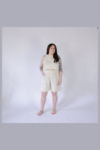 Pokoloko Crinkle Relaxed Shorts in Cream