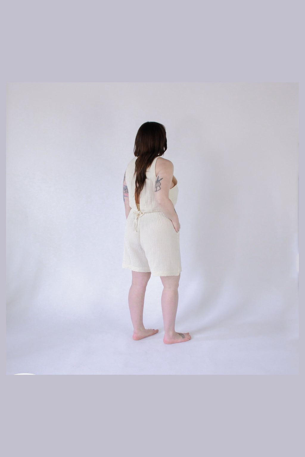 Pokoloko Crinkle Relaxed Shorts in Cream