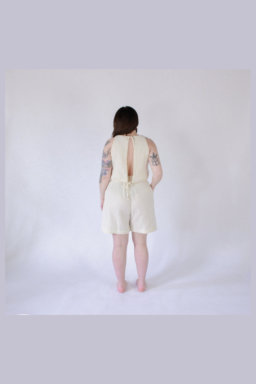 Pokoloko Crinkle Relaxed Shorts in Cream
