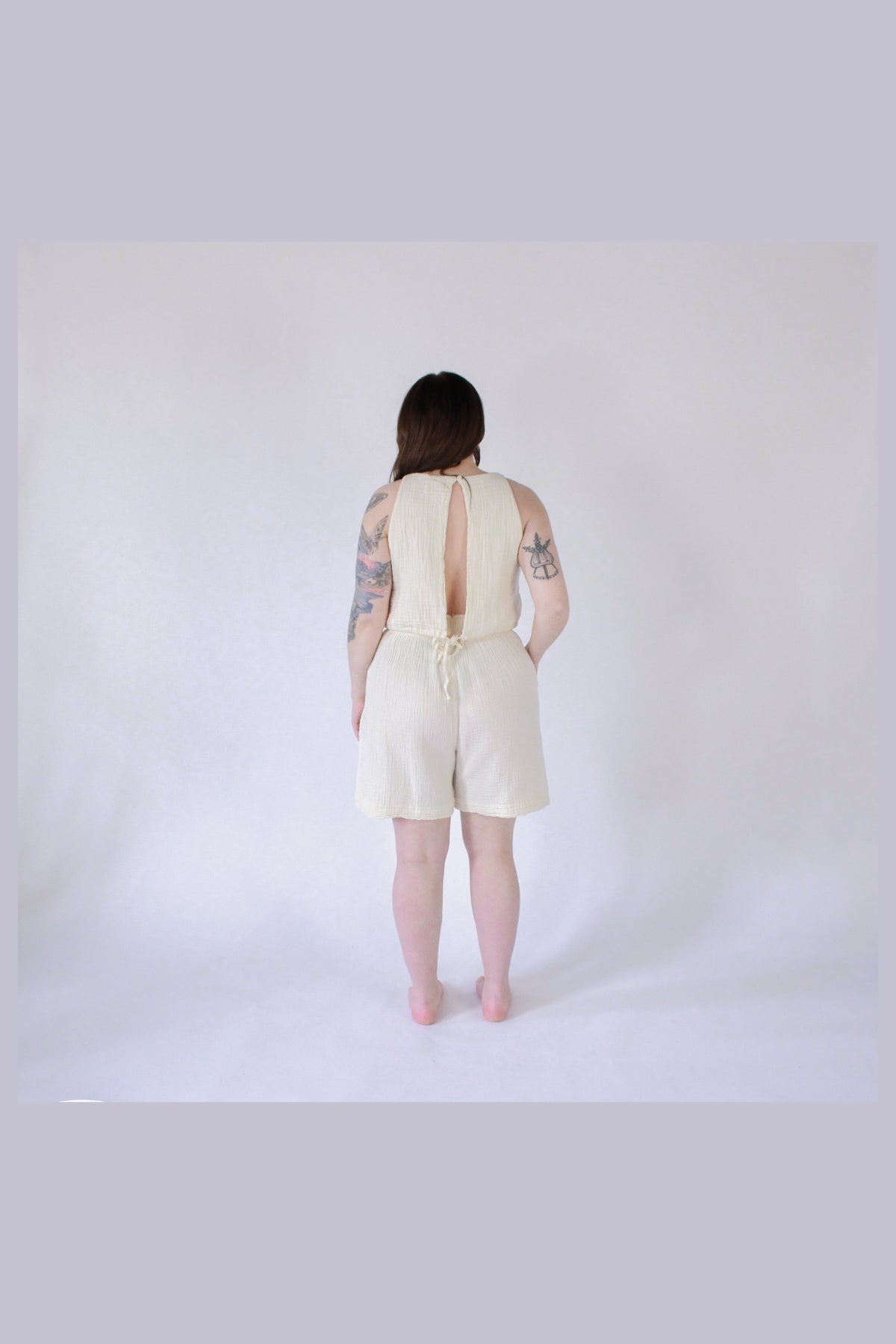 Pokoloko Crinkle Relaxed Shorts in Cream