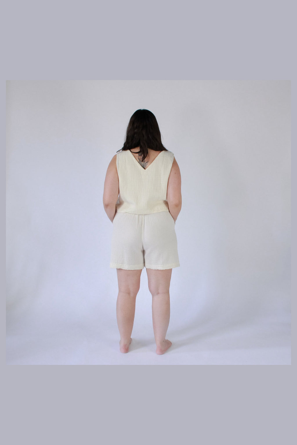 Pokoloko Crinkle Relaxed Shorts in Cream
