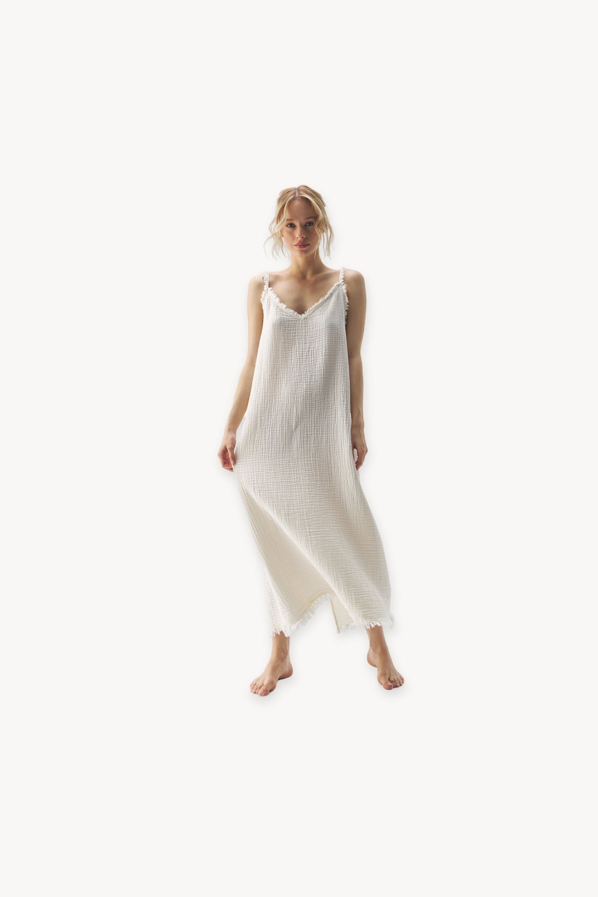 Pokoloko Crinkle Strappy Dress in Cream