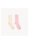 Pokoloko Have a Heart kids Pima crew sock two-pack in Pink and Beige