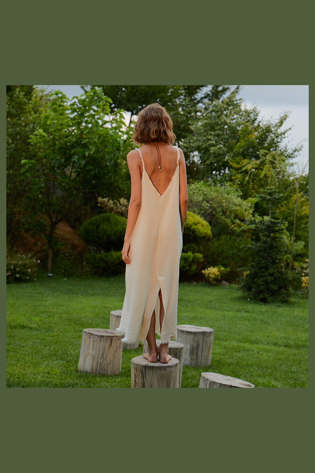 Pokoloko Crinkle Strappy Dress in Cream
