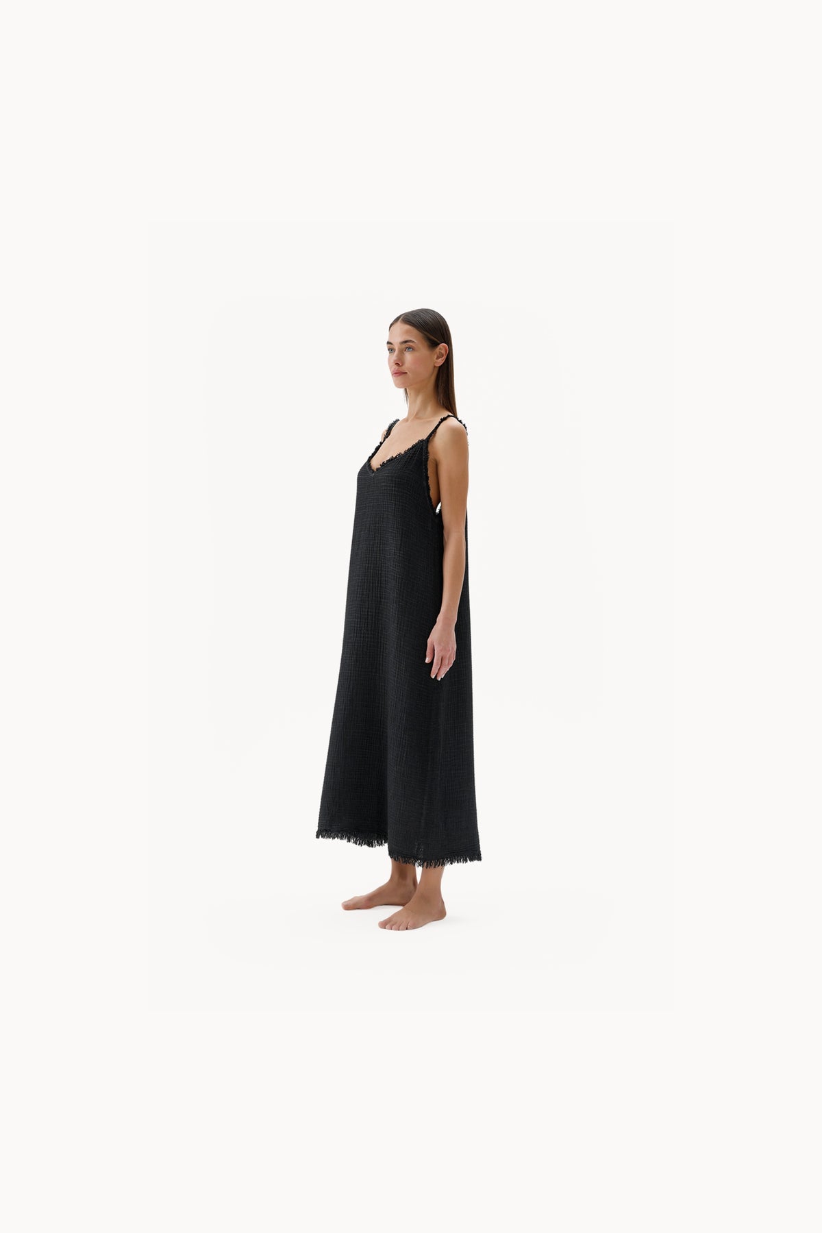Pokoloko Crinkle Strappy Dress in Black