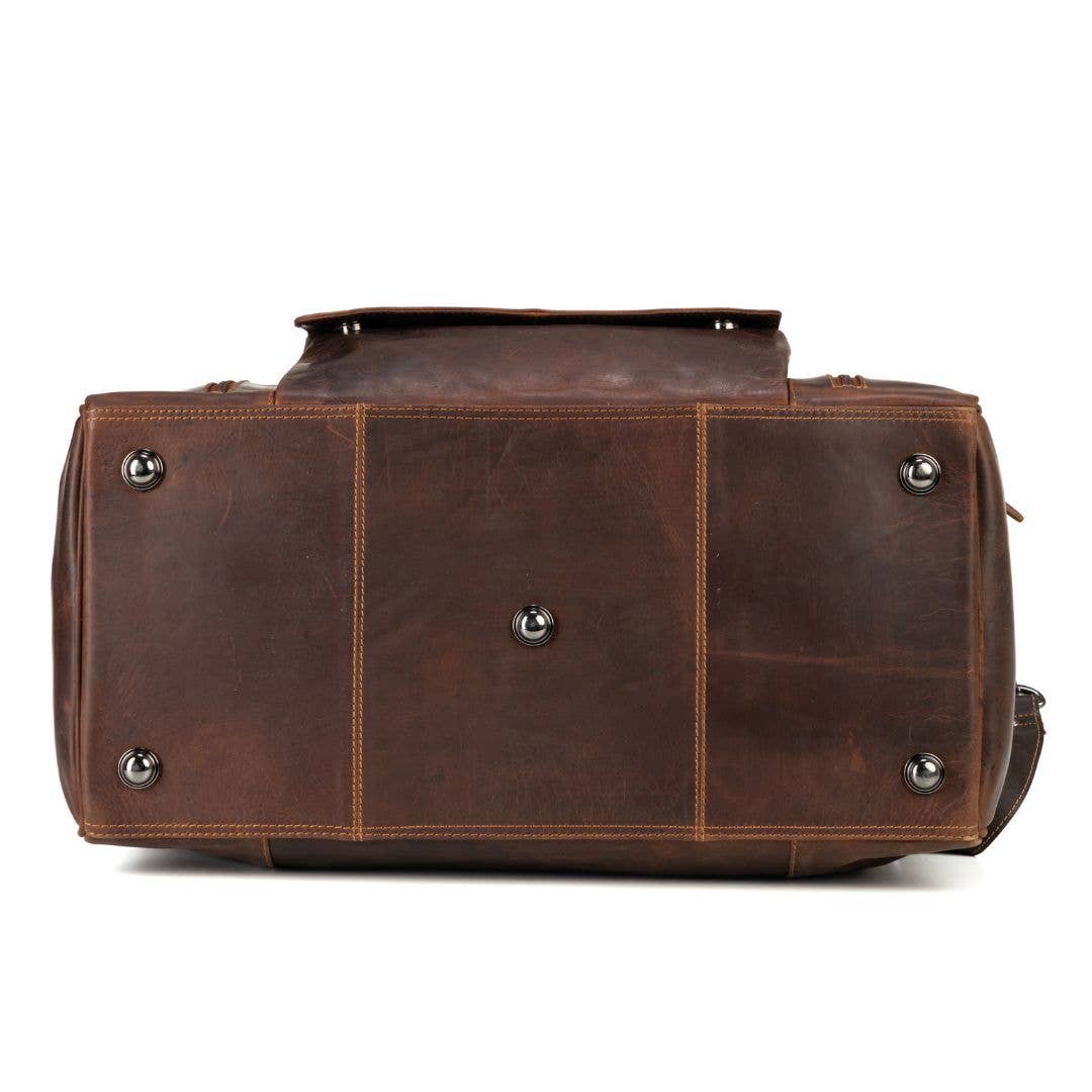 Large Leather Weekender Bag - Casual Vintage Look: Sandal