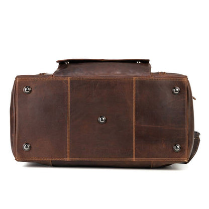 Large Leather Weekender Bag - Casual Vintage Look: Sandal