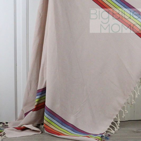 Big Blue Moma Rainbow Peshtemal: Baby Pink / Standard