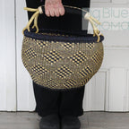 Big Blue Moma Bolga Basket - Large Round Basket - Natural Palette