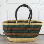 Big Blue Moma Bolga Basket - Bolga Basket - Large Special Shopper - Traditional Palette