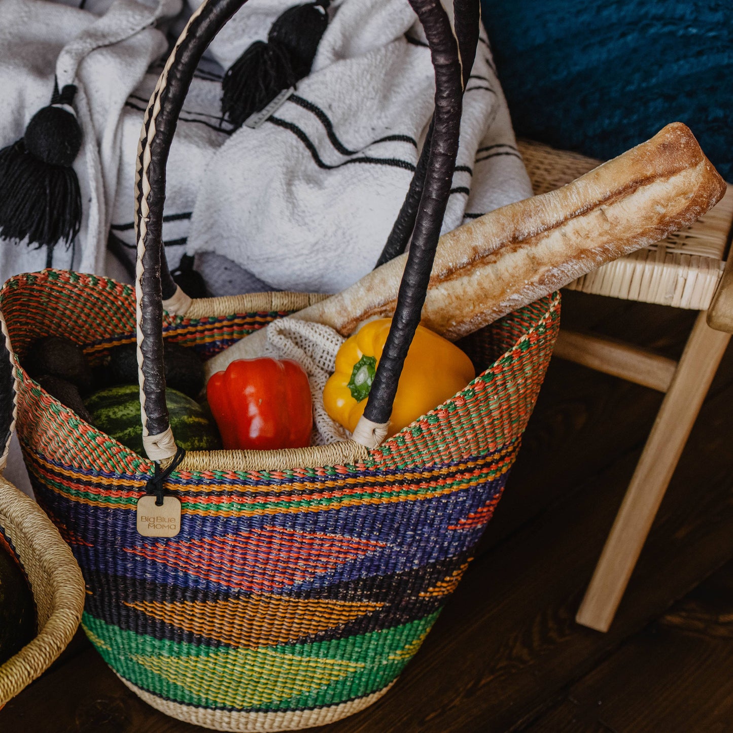 Big Blue Moma Shoulder Shopper - Traditional Palette