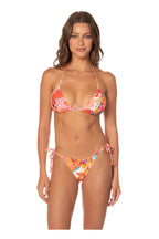 Maaji Cosmic Tropic Balmy Sliding Triangle Bikini Top in Open Pink, floral sliding triangle front