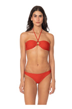 Maaji Red Jill Ring Bandeau Bikini Top in Red, ring-front bandeau with halter straps
