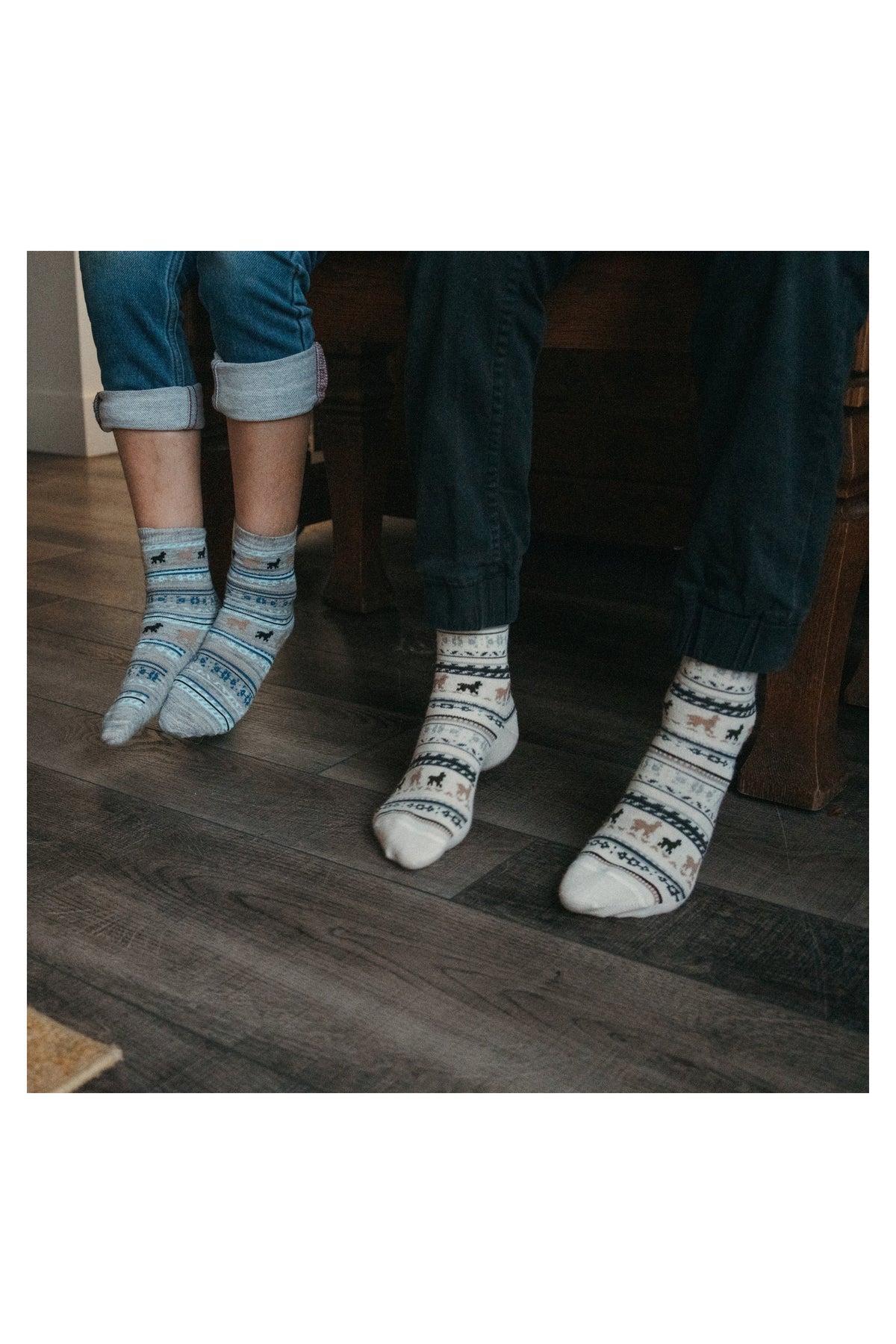 Pokoloko Alpaca Print kids socks in White with repeating alpaca motif