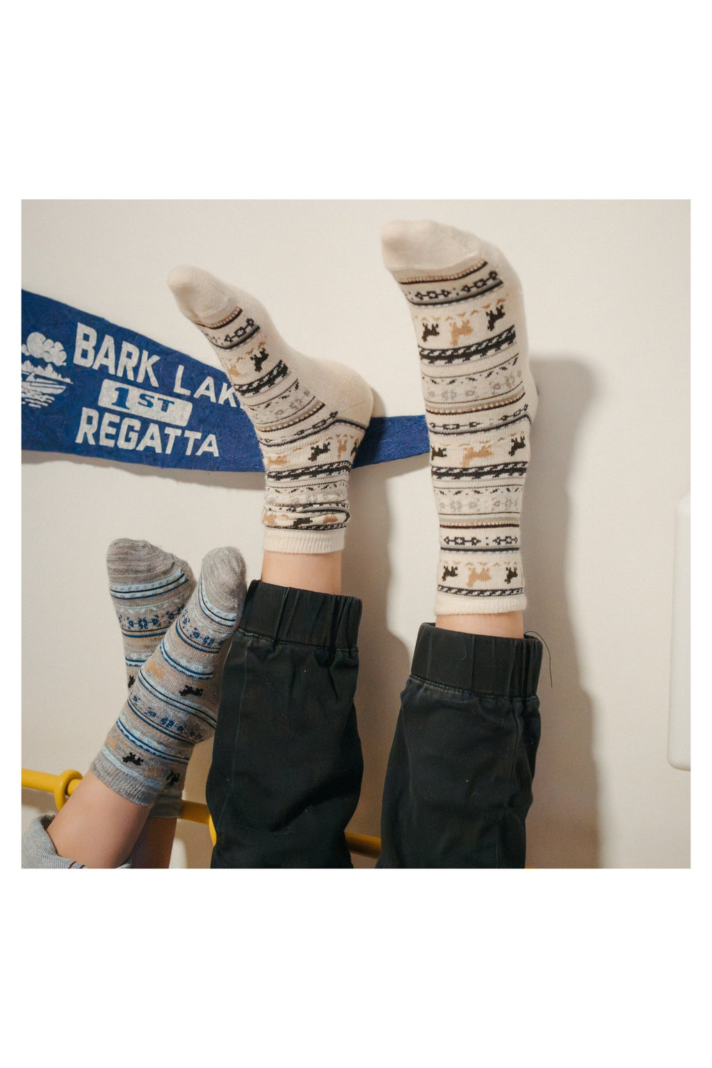 Pokoloko Alpaca Print kids socks in White with repeating alpaca motif