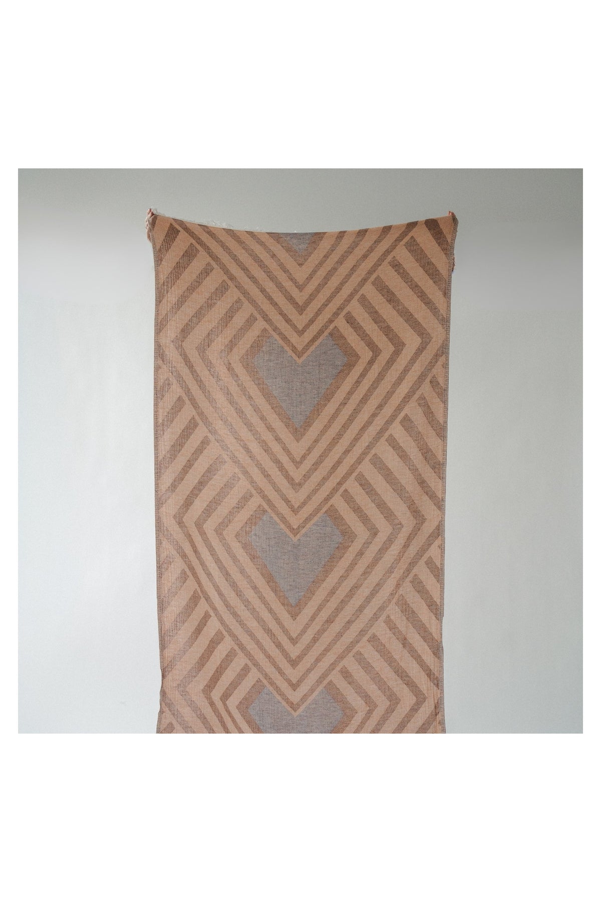 Pokoloko Combination Diamond Turkish cotton towel with neutral geometric pattern
