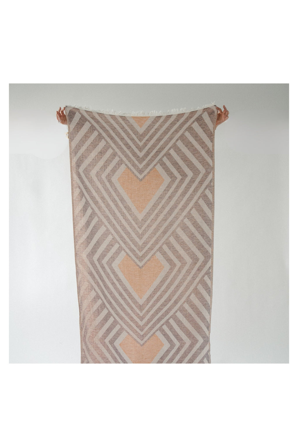 Pokoloko Combination Diamond Turkish cotton towel with neutral geometric pattern