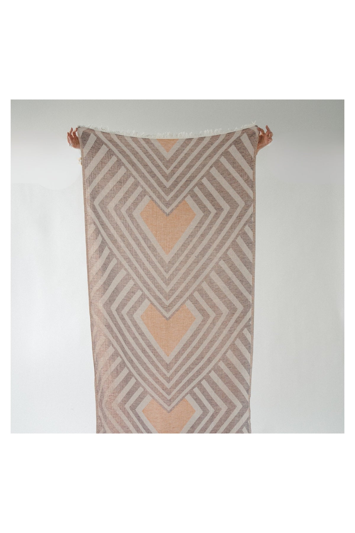 Pokoloko Combination Diamond Turkish cotton towel with neutral geometric pattern