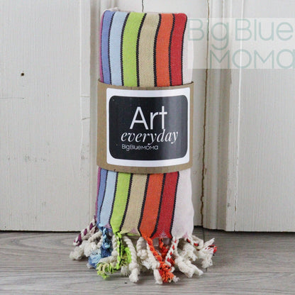 Big Blue Moma Rainbow Peshtemal: Baby Blue / Standard