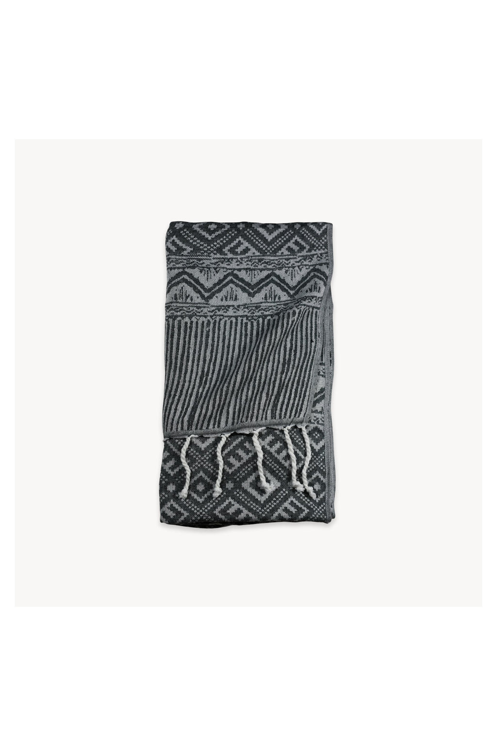 Pokoloko Charcoal Sketch Turkish cotton towel with hand-drawn abstract pattern