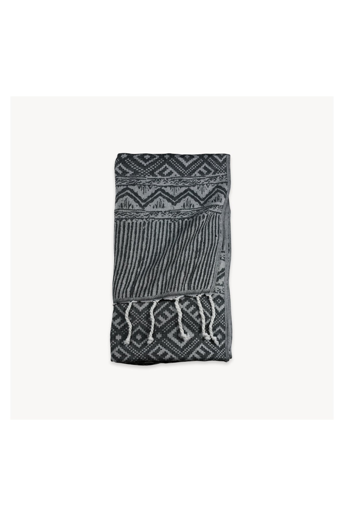 Pokoloko Charcoal Sketch Turkish cotton towel with hand-drawn abstract pattern
