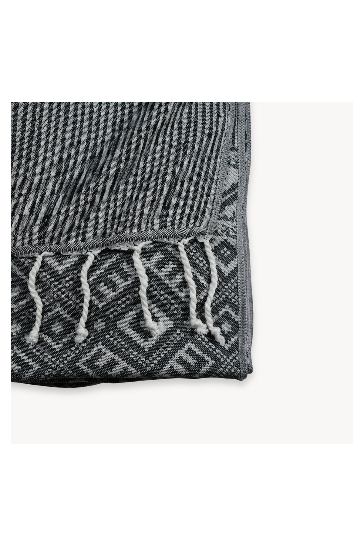 Pokoloko Charcoal Sketch Turkish cotton towel with hand-drawn abstract pattern