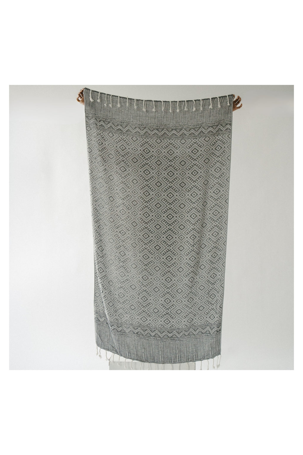 Pokoloko Charcoal Sketch Turkish cotton towel with hand-drawn abstract pattern
