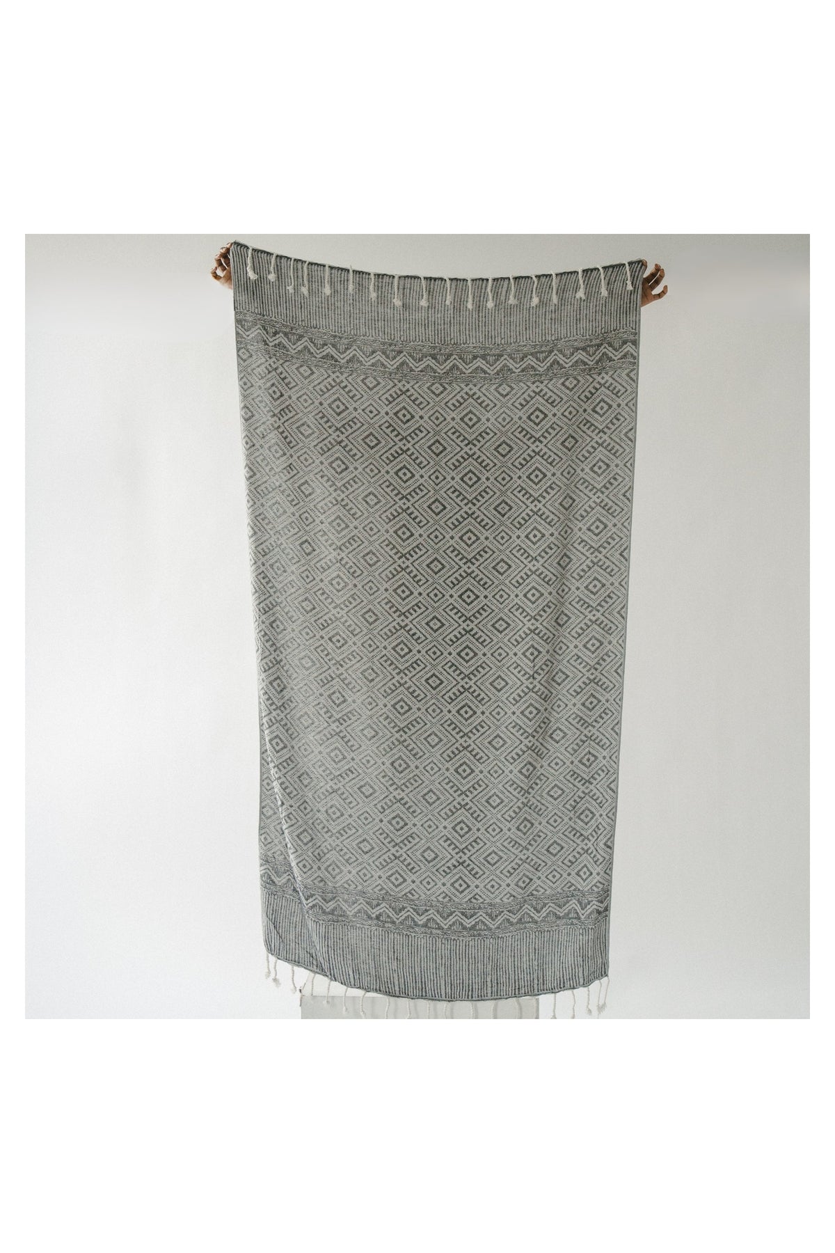 Pokoloko Charcoal Sketch Turkish cotton towel with hand-drawn abstract pattern