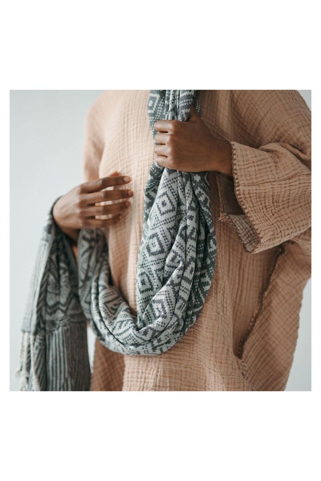 Pokoloko Charcoal Sketch Turkish cotton towel with hand-drawn abstract pattern