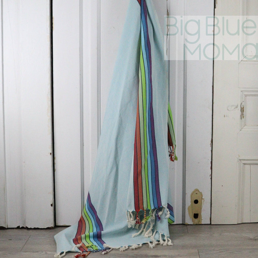 Big Blue Moma Rainbow Peshtemal: Baby Blue / Standard