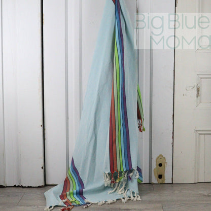 Big Blue Moma Rainbow Peshtemal: Baby Turquoise / Standard