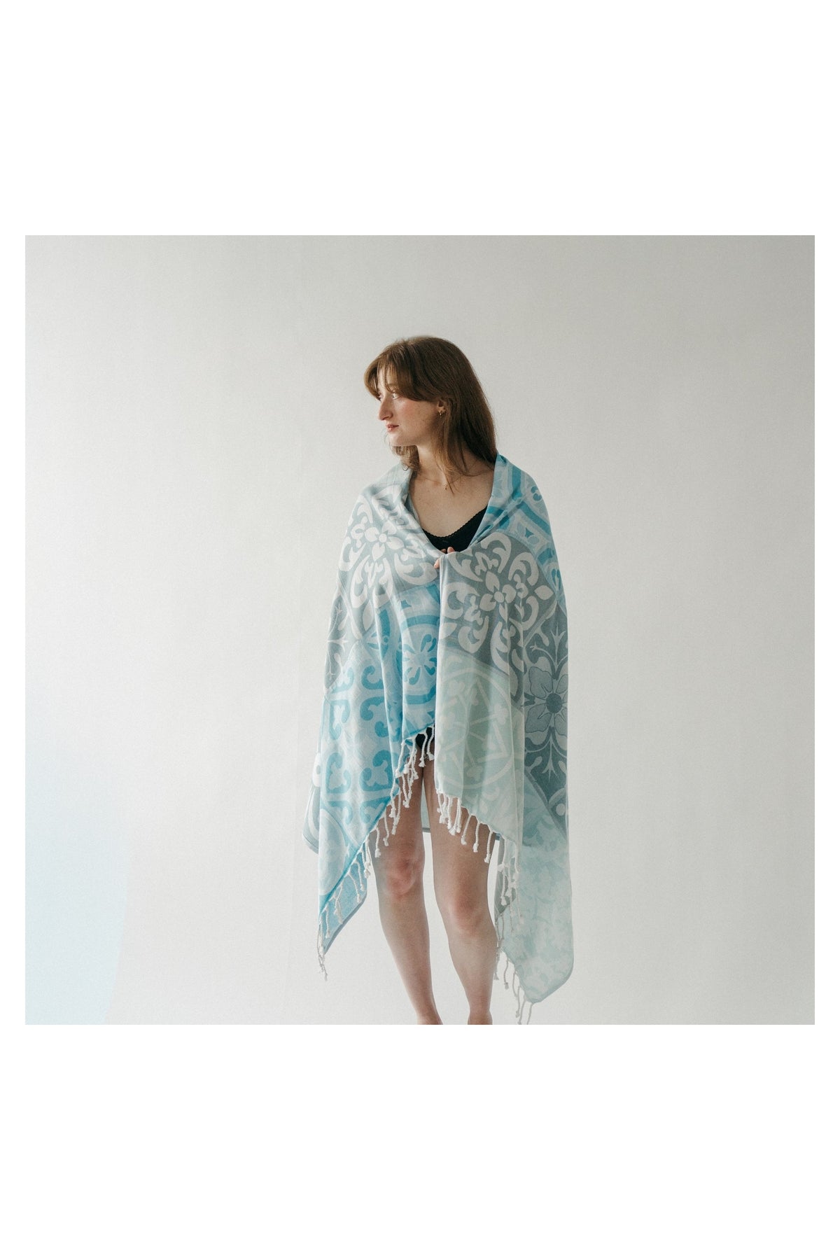 Pokoloko Quilted Turkish cotton towel with textured geometric weave
