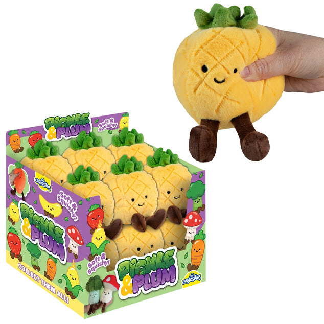 ORB Pickle and Plum Pineapple plush display