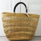 Big Blue Moma Bolga Basket - Special Net - Medium: Natural & Turquoise