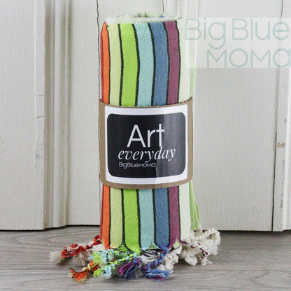 Big Blue Moma Rainbow Peshtemal: Baby Turquoise / Standard